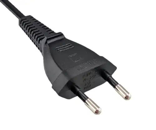 DINIC Netzkabel mit Eurostecker auf C7 90° Grad unten, oben gewinkelt, 2m